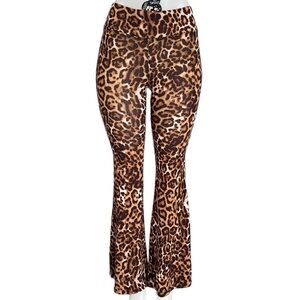 No Boundaries Leopard Print Wide Leg Flare Pants Bell Bottoms S 3/5